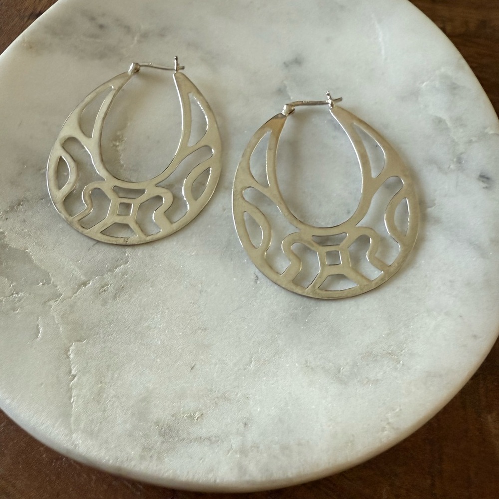 Sterling Silver Drop Hoop Earrings